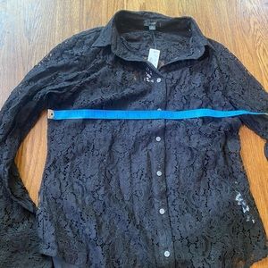 J. Crew, classic fit lace button up top. Size 6
